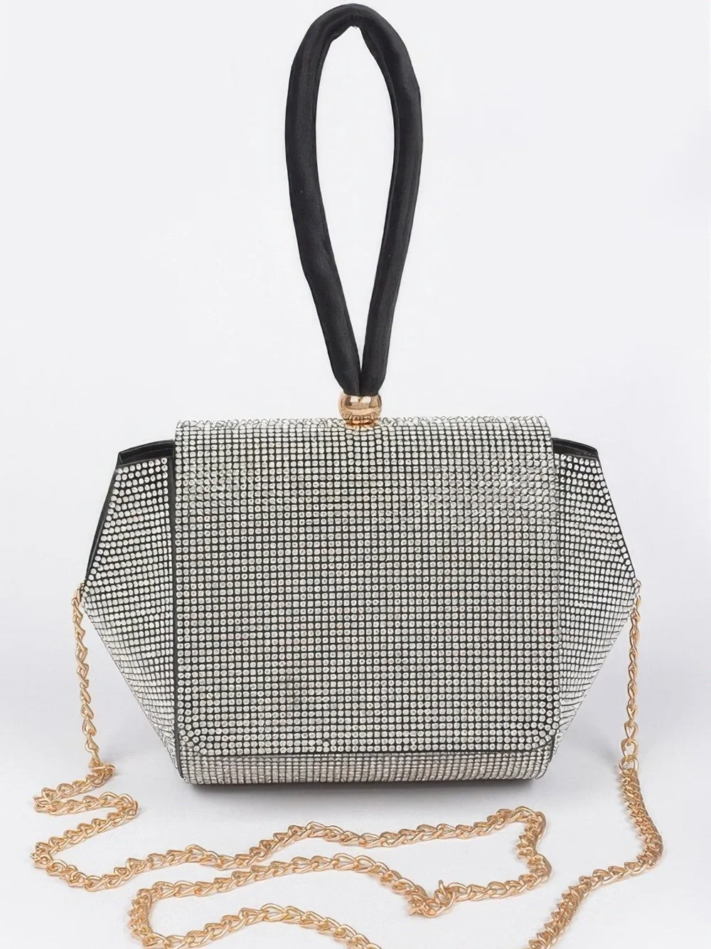 Rhinestone Wrist Band Flap Clutch